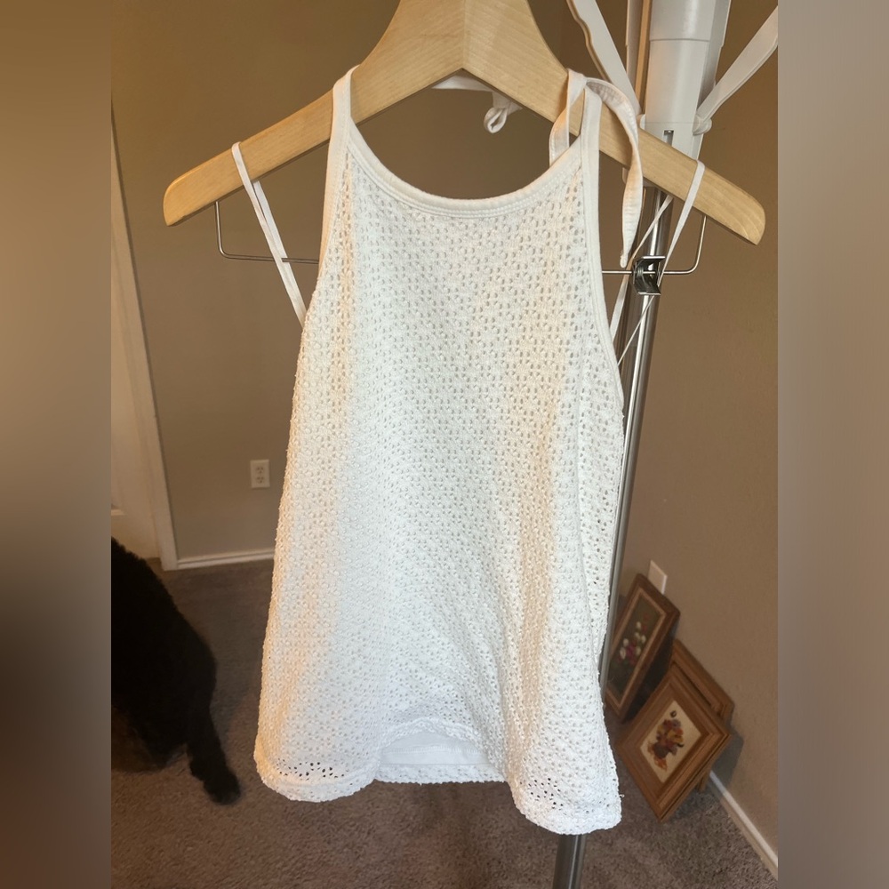 Gap white crochet halter tank top